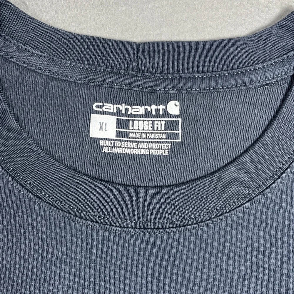 Carhartt K87‎ Mens T-Shirt XL Loose Fit Pocket Short Sleeve Heather Bluestone